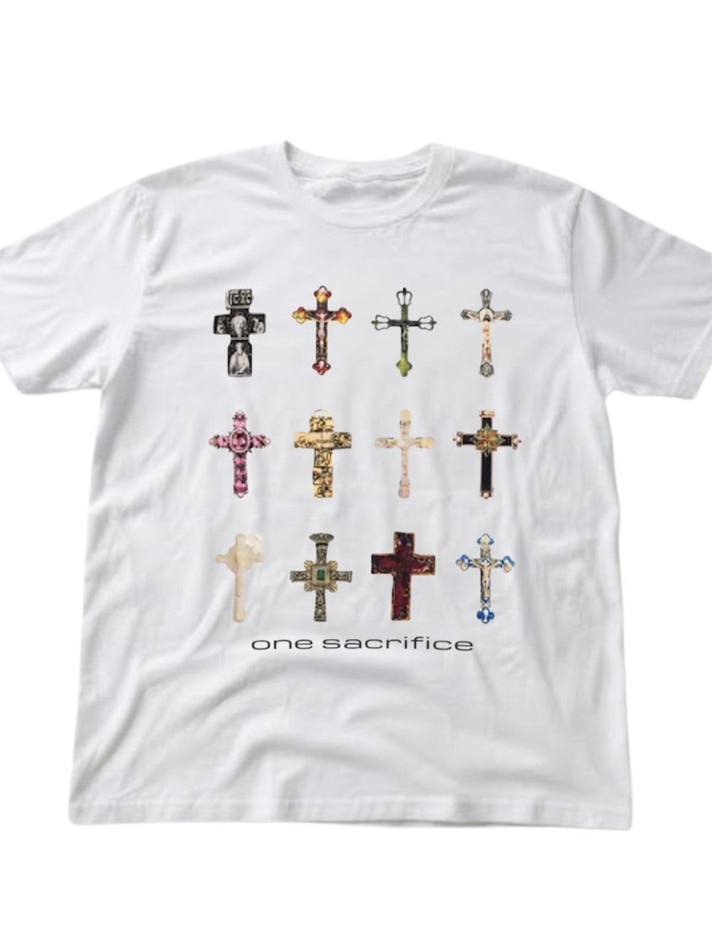 One Sacrifice Ornate Crosses Graphic Gildan T-Shirt